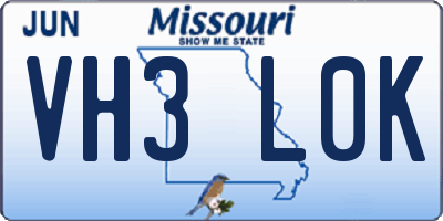 MO license plate VH3L0K