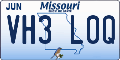 MO license plate VH3L0Q