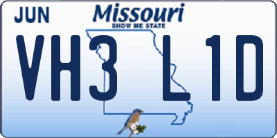 MO license plate VH3L1D