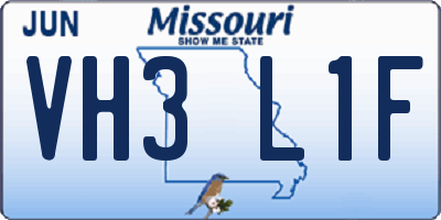 MO license plate VH3L1F