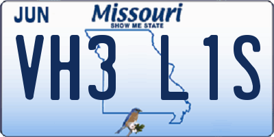 MO license plate VH3L1S
