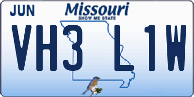 MO license plate VH3L1W
