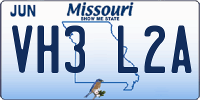 MO license plate VH3L2A