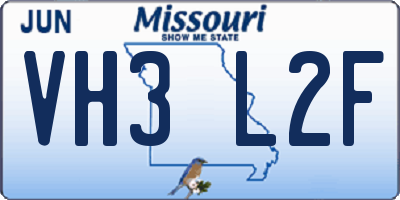 MO license plate VH3L2F