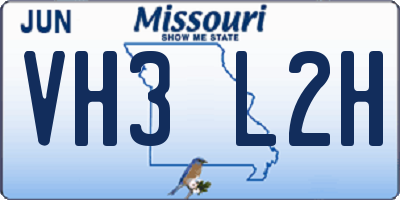 MO license plate VH3L2H