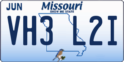 MO license plate VH3L2I