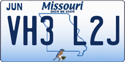 MO license plate VH3L2J