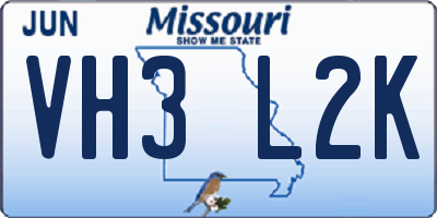 MO license plate VH3L2K