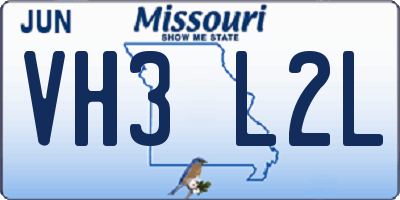 MO license plate VH3L2L