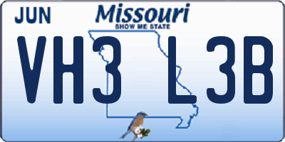 MO license plate VH3L3B