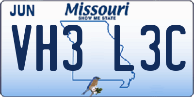 MO license plate VH3L3C