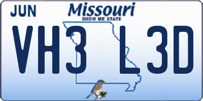 MO license plate VH3L3D