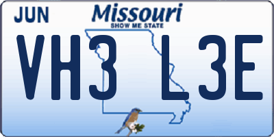 MO license plate VH3L3E
