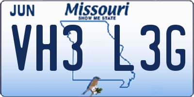MO license plate VH3L3G