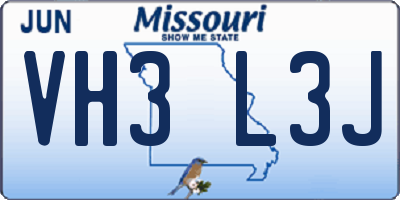 MO license plate VH3L3J
