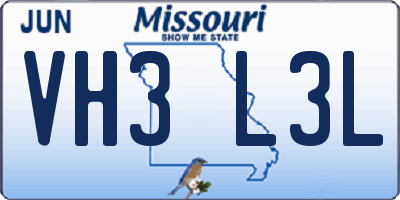 MO license plate VH3L3L