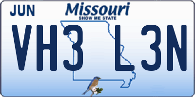 MO license plate VH3L3N