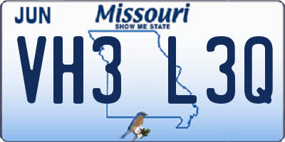 MO license plate VH3L3Q