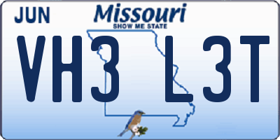 MO license plate VH3L3T