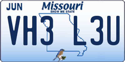 MO license plate VH3L3U
