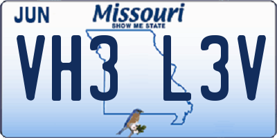 MO license plate VH3L3V