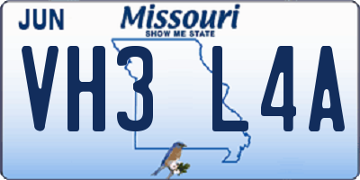 MO license plate VH3L4A