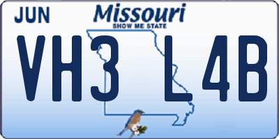 MO license plate VH3L4B