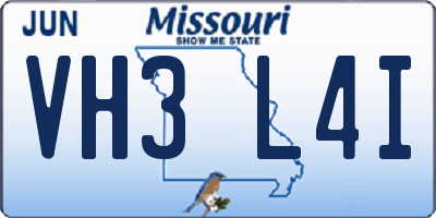 MO license plate VH3L4I