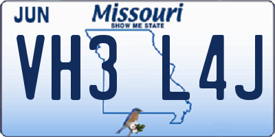 MO license plate VH3L4J