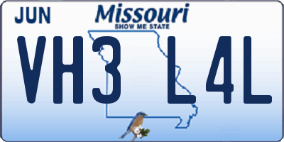 MO license plate VH3L4L