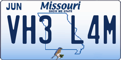 MO license plate VH3L4M