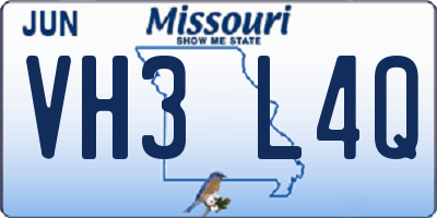 MO license plate VH3L4Q