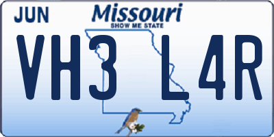 MO license plate VH3L4R