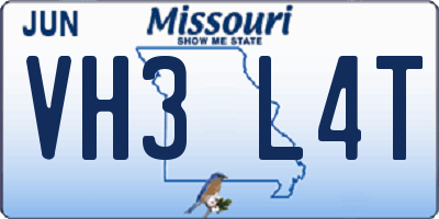 MO license plate VH3L4T