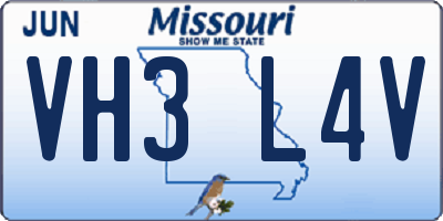 MO license plate VH3L4V