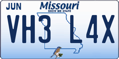MO license plate VH3L4X