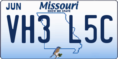 MO license plate VH3L5C