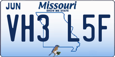 MO license plate VH3L5F