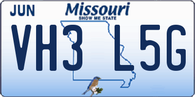 MO license plate VH3L5G