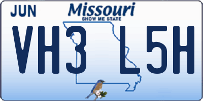 MO license plate VH3L5H