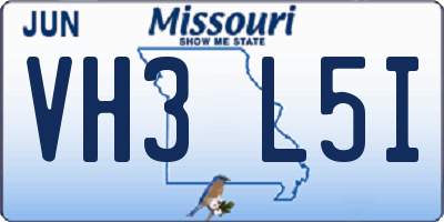 MO license plate VH3L5I