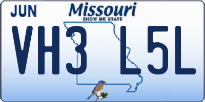 MO license plate VH3L5L