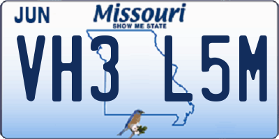 MO license plate VH3L5M