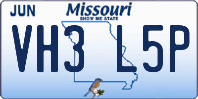 MO license plate VH3L5P