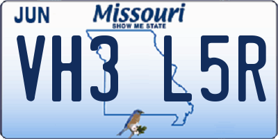 MO license plate VH3L5R