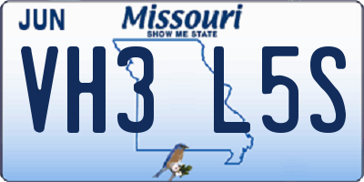 MO license plate VH3L5S