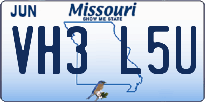 MO license plate VH3L5U