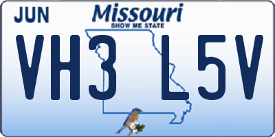 MO license plate VH3L5V