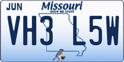 MO license plate VH3L5W