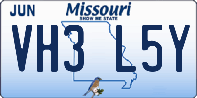MO license plate VH3L5Y